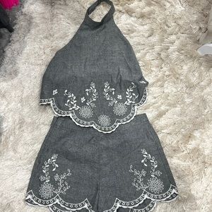 Grey matching shorts and top set. NWOT. No flaws